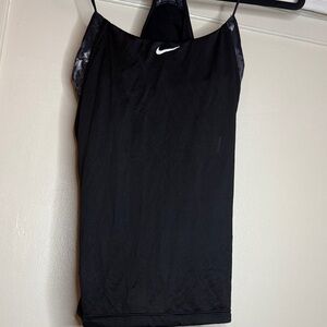 Nike Black Tankini Top with White Swoosh NWT